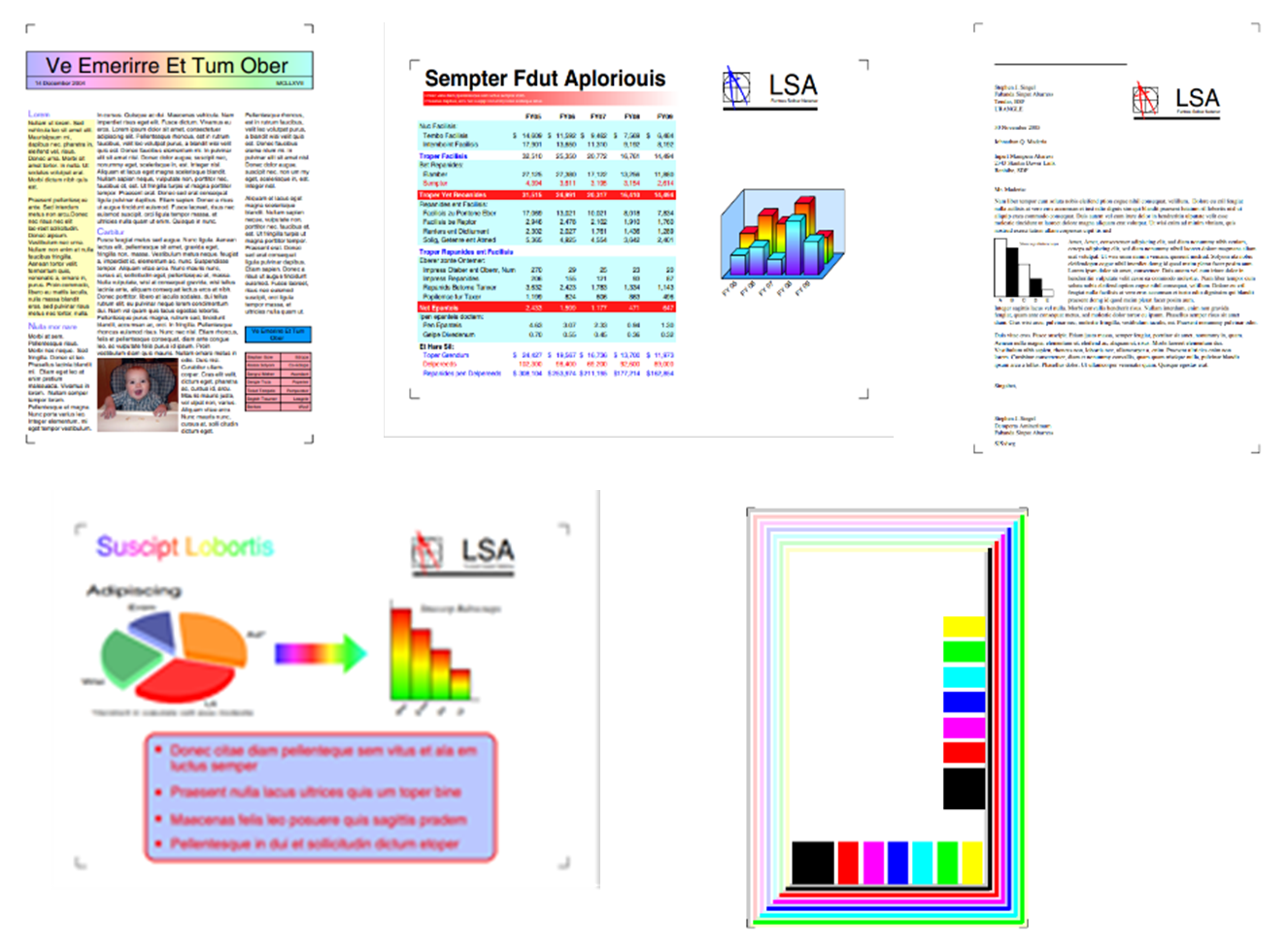 ISO standard test pages for monochrome/color toner cartridges